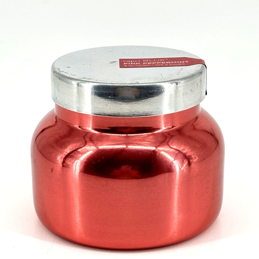 Capri Blue Pink Peppermint 8oz Candle Retired Pink Metallic Jar NEW